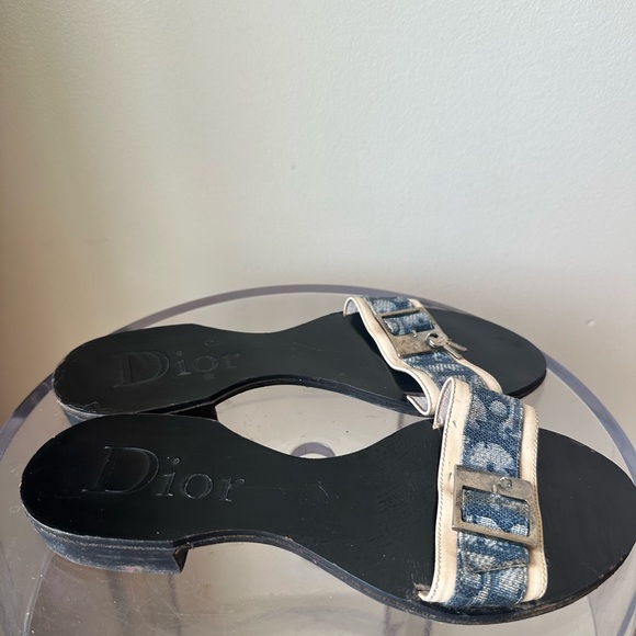 VINTAGE CHRISTIAN DIOR Denim/Leather Sandals - Picture 1 of 5